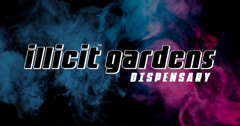 Illicit Gardens - Image of the company logo laid on top of a smokey background